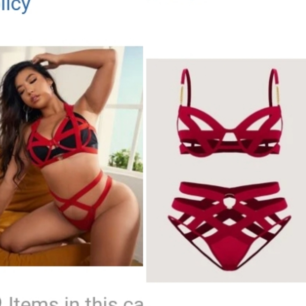 2 Red Strappy Lingere Sets
